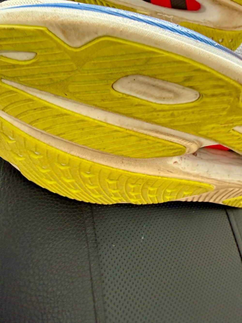 Hoka Men's Cream Running Shoes with Red, Blue and Yellow Accents - Picture 7 of 9